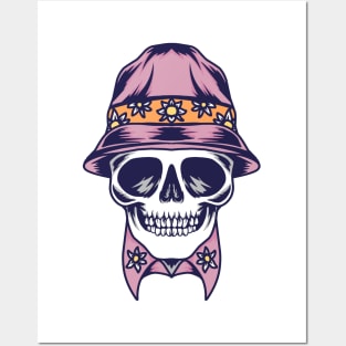 skull summer pink Posters and Art